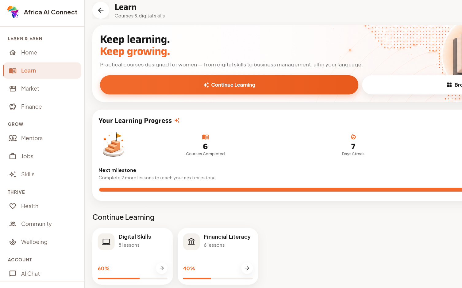 AI Connect Africa web interface